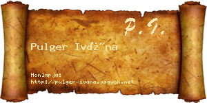 Pulger Ivána névjegykártya